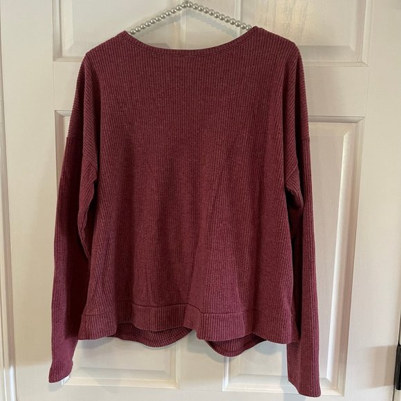 Old Navy Ladies Ribbed Round Neck Long Sleeve Twist Front Knit Top Size L - Picture 4 of 5